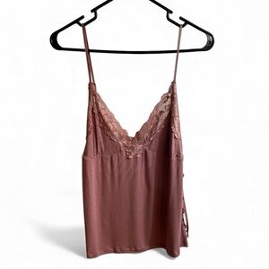 Victoria’s Secret Lace Trim Cami Tank – Dusty Rose – Size L – NWT
